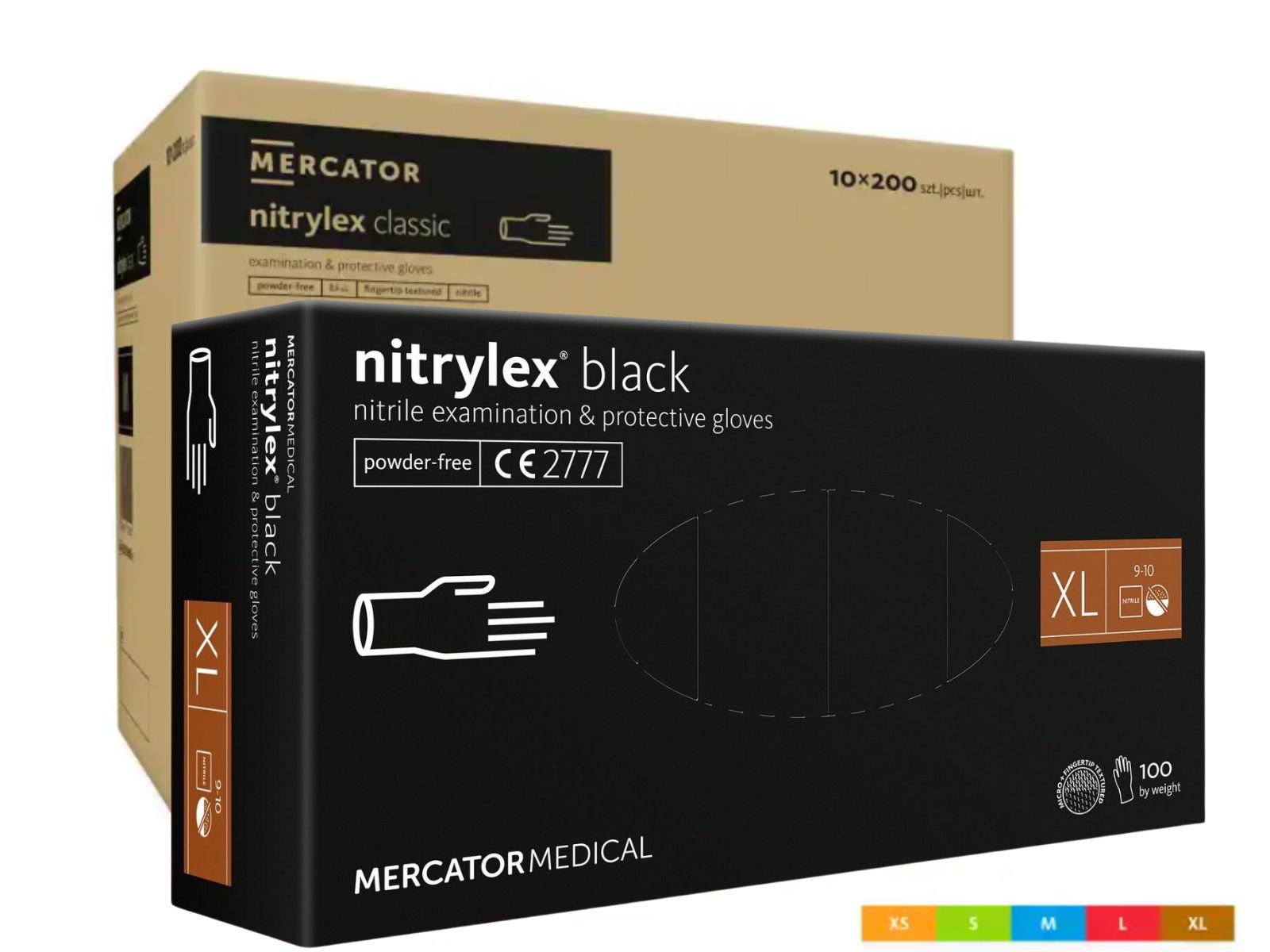 Rękawice Nitrylex Black XL Mercator KARTON